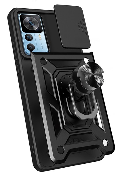 Mi 12T Pro Kılıf Magnetik Standlı Kamera Korumalı Vlmt Sürgülü Vega Kapak - Siyah indirimleri