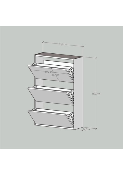 3 Kapaklı Kayar Raflı Ayakkabılık Siyah fırsatları