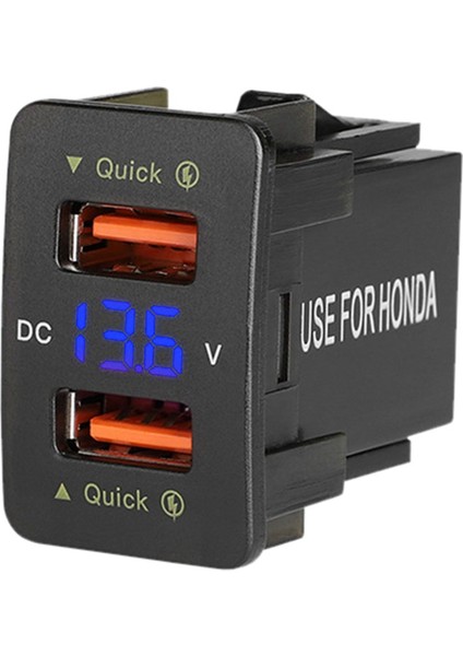 36W Hızlı Araba Şarj Cihazı Qc3 0 Mavi Voltajlı Çift USB Fast Charger Honda Için Su Geçirmez Cep Telefonu Şarj Cihazı (Yurt Dışından)