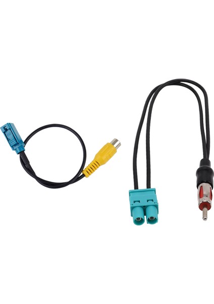1pcs Çift Ikiz Çift Fakra To Dine Hava Adaptörü &amp 1pcs 8 Inç Fakra Ters Kamera Rca Kablo Park Adaptörü (Yurt Dışından)