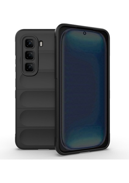 Infinix Hot 50 4g Kılıf Esnek Tpu Oyuklu Arka Yüzey Tasarımlı Vlmt Etnik Silikon Kapak - Siyah