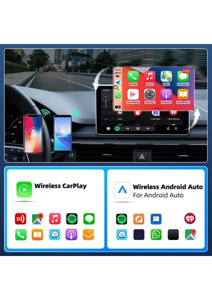 2ın1 Kablosuz Carplay Adaptörü Kablolu Carplay/kablolu Android Auto ile Araba Radyosu Için Kablosuz Android Otomatik Dongle Kutusu (Yurt Dışından)