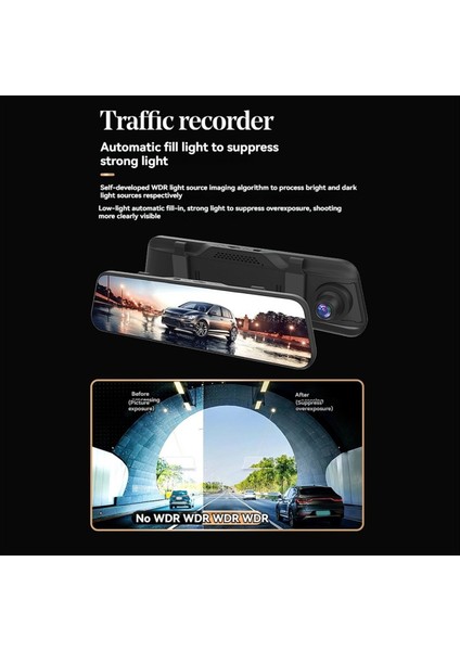 9 66 Inç Kare Ekran 1080P Hd Wifi Stream Medya Dikiz Ayna Dash Cam Araç Kayıt Sistemi (Yurt Dışından) indirimleri