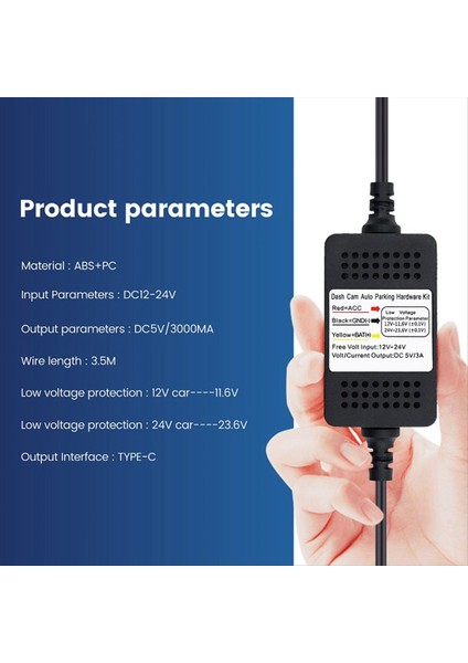 Evrensel 3 5m Araba Dash Cam Tel 12/24V Ila 5V 3A Araç Dvr Hardwire Kablo Kiti Video Kamera Kaydedici Type-C Hattı (Yurt Dışından) modelleri