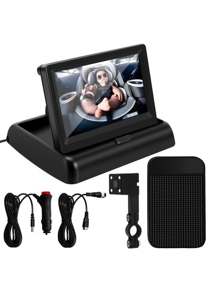 Bebek Araba Aynası 4 3 Inç Hd Gece Görüşü Araba Aynası Ekran Güvenlik Koltuğu Kamera Izlenen Dikiz Aynası (Yurt Dışından)