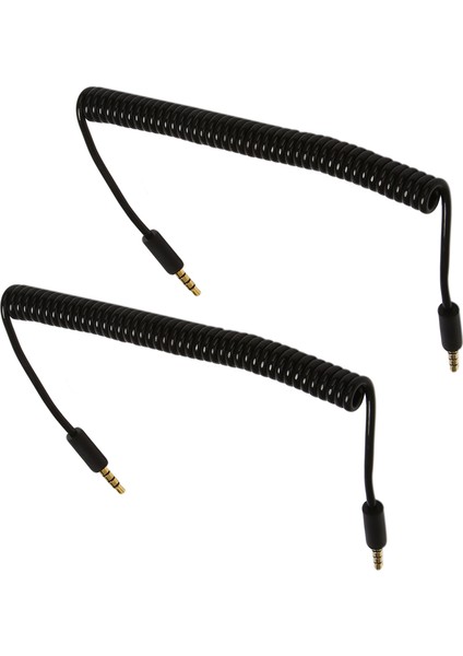 2pcs 3 5mm Erkek Ila Erkek Kriko 4 Kutup Uzantısı Aux Ses Sarmal Sarmal Kablo 1 5m (Yurt Dışından)