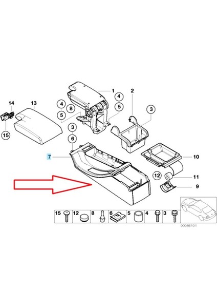 51168218306 Fincan Tutucu Çerçeve Merkezi Konsol Içecek Tutucu Merkezi Tepsi Arabası Bmw 3 Serisi E46 318I 320I 1998-2006 (Yurt Dışından) modelleri