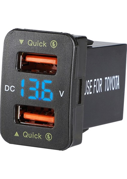 36W Hızlı Araba Şarj Cihazı Qc3 0 Mavi Voltajlı Çift USB Hızlı Şarj Cihazı Toyota Için Su Geçirmez Cep Telefonu Şarj Cihazı (Yurt Dışından)