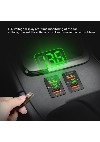 36W Hızlı Araba Şarj Cihazı Qc3 0 Mavi Voltajlı Çift USB Hızlı Şarj Cihazı Toyota Için Su Geçirmez Cep Telefonu Şarj Cihazı (Yurt Dışından) fiyatları