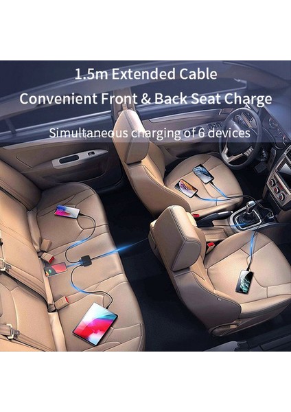 Araba Şarj Cihazı Adaptörü Çok Verimli Şarj Cihazı 6-Portlu Araba Telefonu Adaptör Voltajı Ekranı Pd+Qc3 0 Usb+Tip C (Yurt Dışından) indirimleri