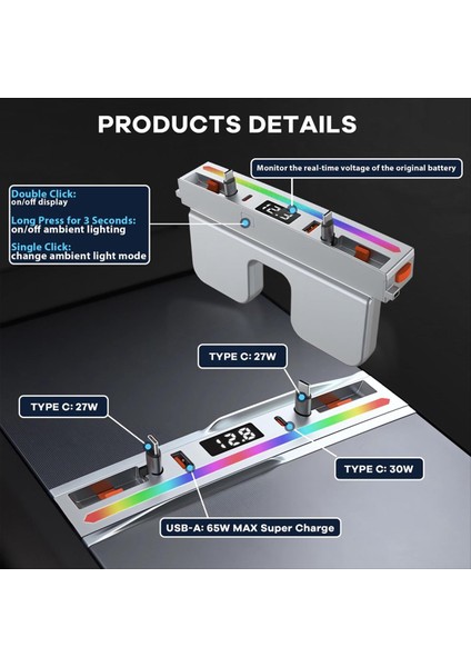 65W Hızlı Şarj USB Hub Tesla Model 3 Highland Model Y Juniper 2025 Merkez Konsolu Çok Portlu Şarj Istasyonu (Yurt Dışından) fiyatları