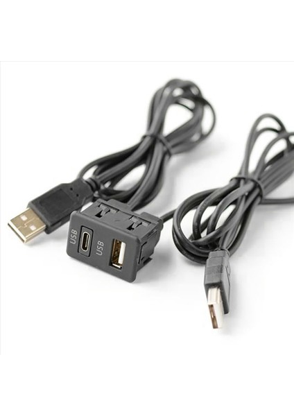 2 Adet 150CM Araba Çizgisi Floş Montajı 2 USB Bağlantı Noktası Paneli Otomatik Tekne Çift Usb-Tapyc Toyota Için Uzatma Kablosu Adaptörü (Yurt Dışından) modelleri