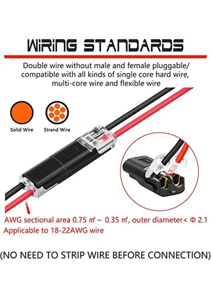24 Parçalı 2 Kutuplu Kablo Konnektörü Tapa Tapa Konnektörü Terminali 18-24AWG Tel Hızlı Ekleme Konektörü (Yurt Dışından) modelleri