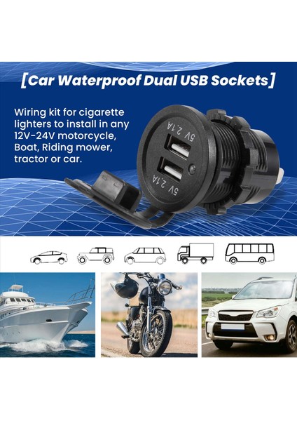 12V-24V Araç Aracı Su Geçirmez 5V 2 1A + 2 1A Çift USB Güç Yuvaları Çıkış (Yurt Dışından) indirimleri