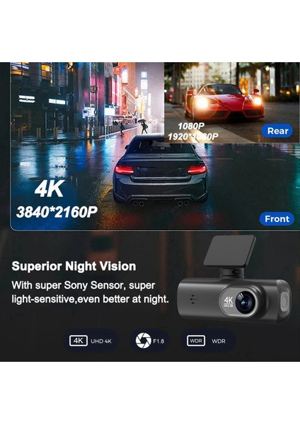 V22 Sürüş Kaydedici Hd 4K Ön ve Arka Çift Kayıt Cep Telefonu Araç Bağlantı Sürüş Track Aracı Kaydedici B (Yurt Dışından) indirimleri