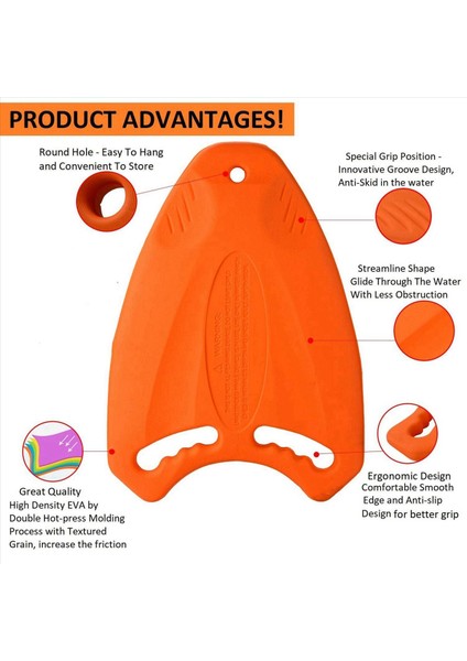 3x Turuncu Yüzme Kurulu Eva Arka Şamandıra Kickboard Güvenli Eğitim Yardım Plakası Yetişkin Çocuklar Için Sörf Suyu Yüzme Havuzu (Yurt Dışından) fiyatları