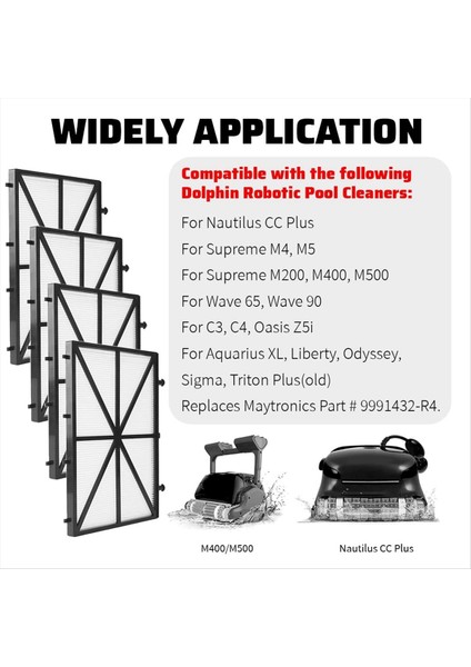 Dolphin Nautilus cc Plus M200/M400/M500 Robotik Havuz Temizleyici Bölüm 9991432-R4 (Yurt Dışından) modelleri