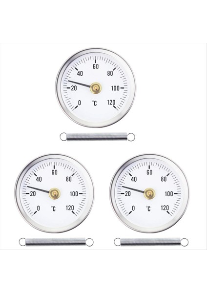 3 Adet Paslanmaz Çelik Temas Borusu Termometresi Doğru Sıcak Su Borusu Sıcaklık Izleme 63MM Bimetal (Yurt Dışından)