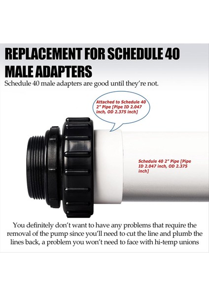 Pentair Için 2 Inç Mıp x 2 Inç Sıcaklıkta Bağlantı Program 40 Erkek Adaptörü (4pcs) (Yurt Dışından) fırsatları