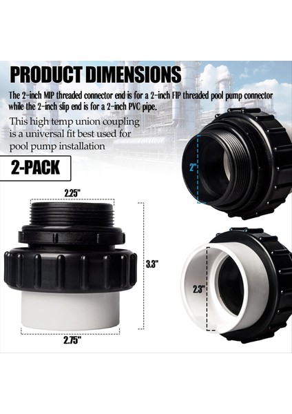 Pentair Için 2 Inç Mıp x 2 Inç Sıcaklıkta Bağlantı Program 40 Erkek Adaptörü (4pcs) (Yurt Dışından) indirimleri
