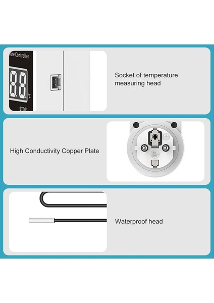 Sensörlü 2 Pack Termostat Soketi, Dijital Sıcaklık Kontrolör Soketi, Su Geçirmez Sıcaklık Anahtarı Ab Fişi (Yurt Dışından) modelleri