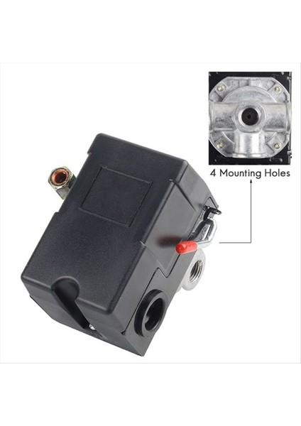 Hava Kompresörü Basınç Anahtarı Basıncı W/valf Kontrol Regülatörleri Ölçer 90-120PSI 4 Bağlantı Noktası Güvenlik Valfi Hava Kompresörü (Yurt Dışından) indirimleri