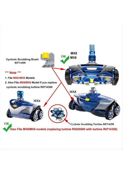 6pcs Siklon Ovma Fırçası Havuz Temizlik Robot Ovma Fırçası Zodyak Mx8 Mx6 Için R0714400 (Yurt Dışından) fırsatları
