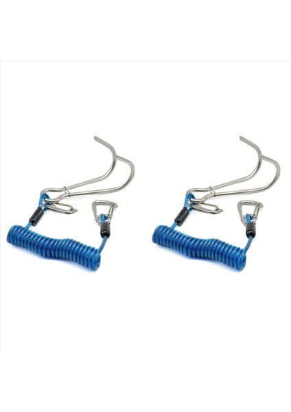 2x Çift Kafa Dalış Resif Rafting Hook Paslanmaz Çelik Reef Kanca Spiral Yay Kablosu Dalış Güvenlik Aksesuarı - Mavi (Yurt Dışından)