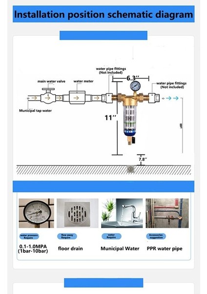 Ön Filtre Arındırıcı Tüm Ev Döndürür Tortu Su Filtresi Merkezi Önsöz Sistemi Geri Yıkama Paslanmaz Çelik Örgü B B (Yurt Dışından)