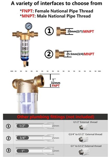 Ön Filtre Arındırıcı Tüm Ev Döndürür Tortu Su Filtresi Merkezi Önsöz Sistemi Geri Yıkama Paslanmaz Çelik Örgü B B (Yurt Dışından) modelleri