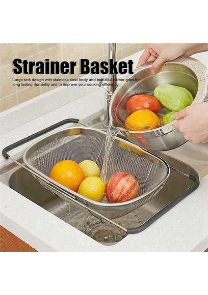 Paslanmaz Çelik Teleskopik Süzgeç Sepeti Sebze Meyve Süzgeçleri Kauçuk Sap Mutfak Lavabo Süzgeç Sepeti Aleti (Yurt Dışından) indirimleri