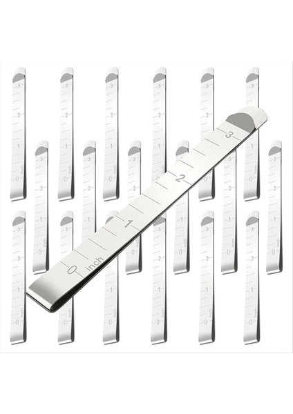 20 Adet Paslanmaz Çelik Kıvırma Klipsi - 3 Inçlik Ölçüm Cetveli (Yurt Dışından)
