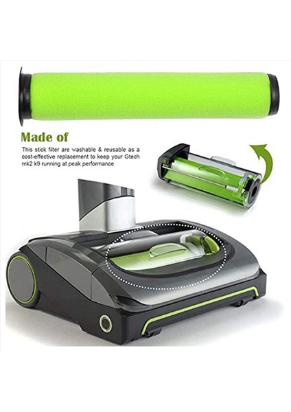 Gtech Airram Mk2 ve Air Ram Mk2 Kordsuz Vakum Süpürge Filtreleri Için 2set Yedek Yemeli Yıkanabilir Kir Çubuk Filtresi (Yurt Dışından) modelleri