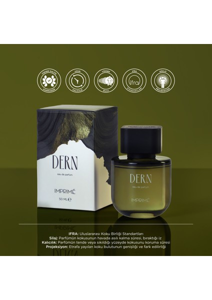 Dern Edp Erkek Parfüm 50ML | Fougere & Odunsu | Elma, Erik, Tarçın, Lavanta, Bal, Amber, Vanilya modelleri