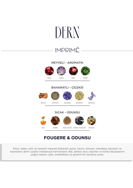 Dern Edp Erkek Parfüm 50ML | Fougere & Odunsu | Elma, Erik, Tarçın, Lavanta, Bal, Amber, Vanilya fırsatları