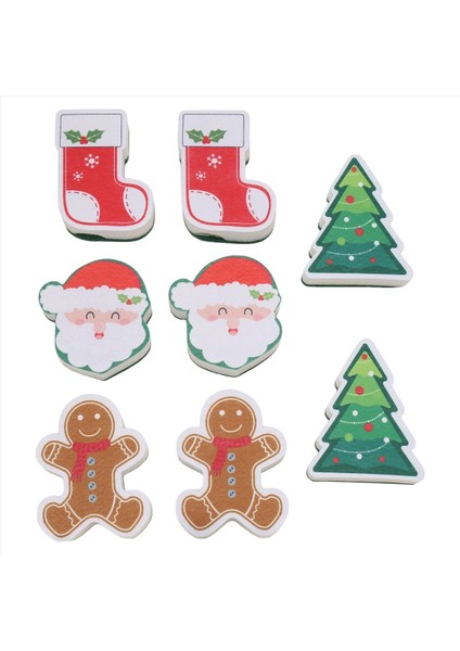 8 Pcs Noel Süngerleri Mutfak Mutfak Çift Taraflı Bulaşık Süngerleri Yemek Yamaçları Santa Noel Ağacı Zencefilli Kurabiye Adam (Yurt Dışından)
