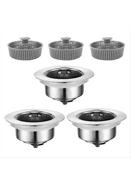 3 Set Mutfak Lavabo Drenaj Filtreleri Kapalı Açılır Püskürtme Drenaj Sepeti Yıkama Havzası Suyu Engelleme Kapağı Sızıntı Takımı (Yurt Dışından)