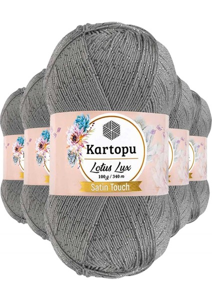 5 Adet Lotus Lux Bikini Büstiyer Bluz Simli Örgü Ipi K941 Açık Gri