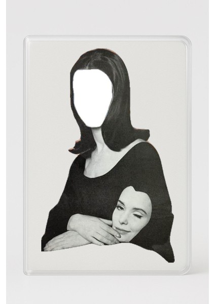 Şeffaf Pasaport Kılıfı Kalın Mikron Kart Bölmeli Desenli Pasaport Kabı - Collage