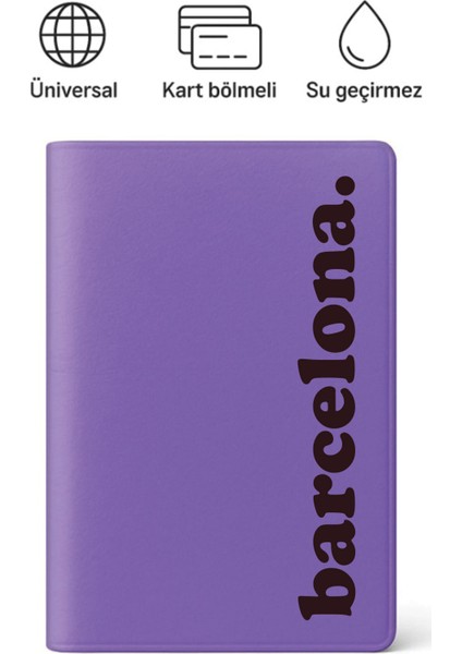 Pasaport Kılıfı Pasaportluk Desenli Pasaport Kabı Su Geçirmez Barcelona