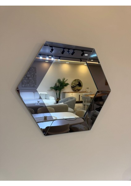Altıgen Parçalı Dekoratif Ayna Modern Geometrik Duvar Aynası Seti Lüks Salon Hol Ofis Tasarım Ayna