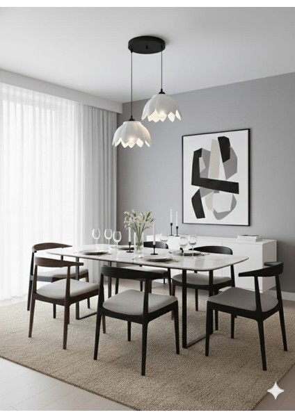 Lotus Görünümlü Modern ve Şık 2 Li Avize Beyaz ( Ampul Hediyeli) fiyatları