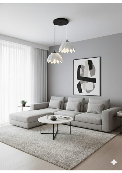 Lotus Görünümlü Modern ve Şık 2 Li Avize Beyaz ( Ampul Hediyeli) modelleri