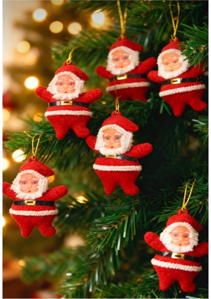 6lı Noel Baba Figürü Yılbaşı Ağacı Süsü 5 cm