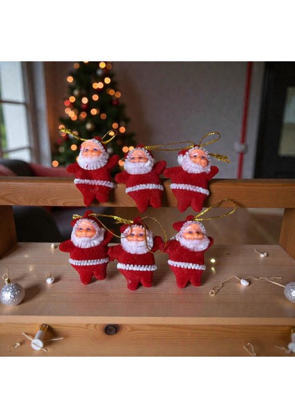 6lı Noel Baba Figürü Yılbaşı Ağacı Süsü 5 cm modelleri