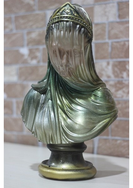 Kaideli Eskitme Gold Tüllü Kadın Büst Heykel Obje 35CM ART0016