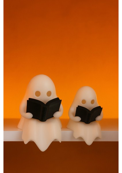 Kitap Okuyan Hayalet Figürü 2’li Pilli Mum ile Kullanım Masaüstü Obje Dekoratif Figür fırsatları