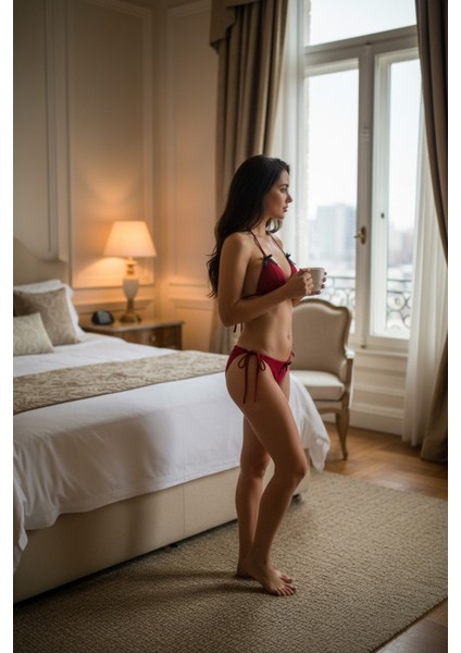 Kadın Bordo Fiyonklu Iç Çamaşırı ve Uzun Kollu V Yaka Pijama Takımı 4'lü Set fırsatları