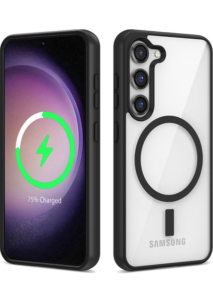 Galaxy S22 Plus Kılıf Magsafe Wireless Şarj Özellikli Silikon Vlmt Ege Kapak-Siyah