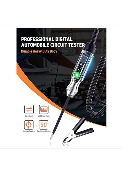 Otomotiv Test Işığı, 5-90V Dijital LED Elektrik Test Cihazı, 140 Inç Pu Yay Telli Devre Test Cihazı, Kontrol Için (Yurt Dışından) indirimleri